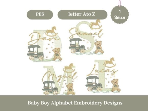 Download Baby Boy Alphabet Embroidery Design a-Z - Premium Resources