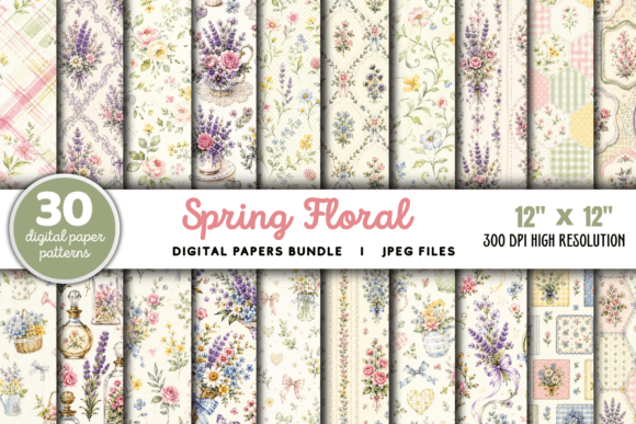 Download Spring Floral Digital Paper Bundle - Spring Collection