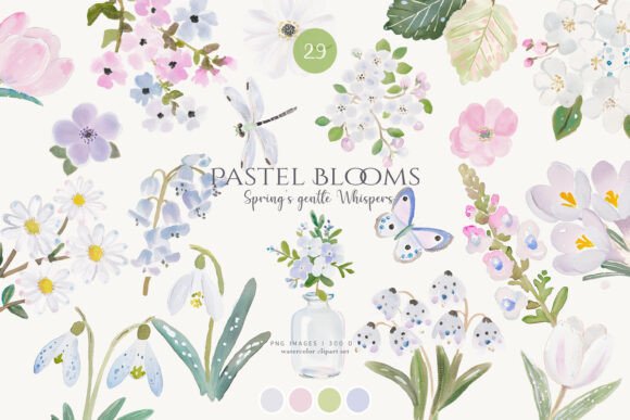 Download Spring Florals Pastel Flowers Clipart - Spring Collection