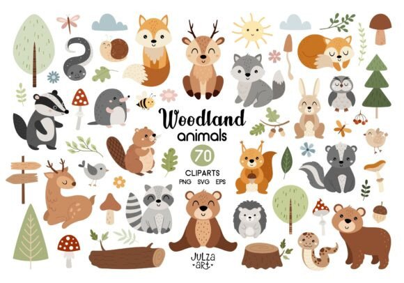 Download Woodland Animals Clipart, Forest SVG PNG - Woodland Collection