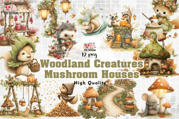 Download Woodland Creatures &amp; Mushroom Houses PNG - Woodland Collection