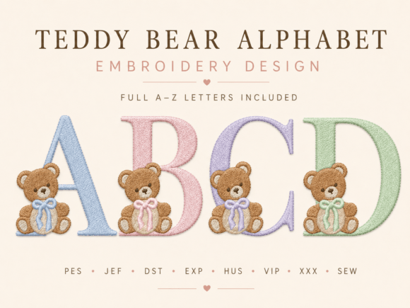 Download Teddy Bear Alphabet Embroidery Design - Premium Resources