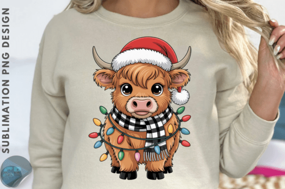 Download Christmas Lights Highland Cow Sublimatio - Cow Collection