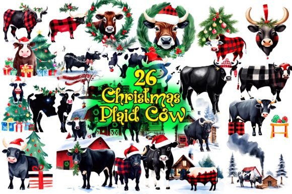 Download Christmas Plaid Cow Sublimation Bundle - Cow Collection
