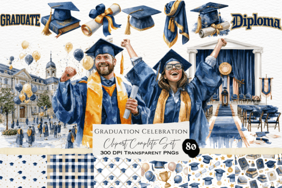 Download Graduation Celebration Watercolor Set - Graduation Collection