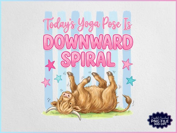 Download Preppy Funny Highland Cow Yoga PNG - Cow Collection