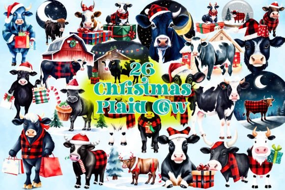 Download Christmas Plaid Cow Sublimation PNG - Cow Collection