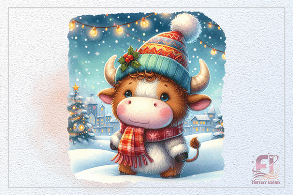 Download Cute Winter Cow Calf | Cozy Winter PNG - Cow Collection