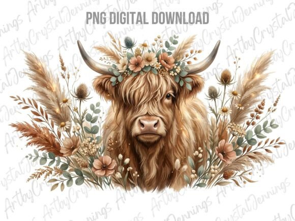 Download Beautiful Boho Highland Cow Farm Animal - Cow Collection