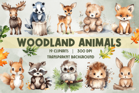 Download Watercolor Woodland Animal Clipart - Woodland Collection